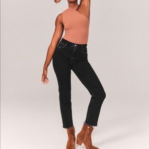 Abercrombie ultra high rise ankle straight black jean curve love 26